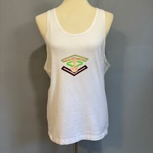 VTG 90s Bugle Boy Anchor Logo Tank Top White Sleeveless Tee, Men’s Medium